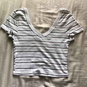 striped v-neck shirt